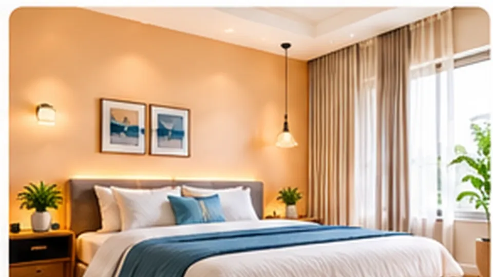 Illustrative image: a bedroom with freshly painted warm-toned walls.